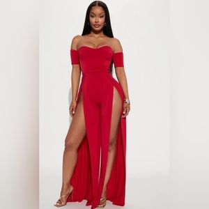 Jordan High Slit Jumpsuit - Red